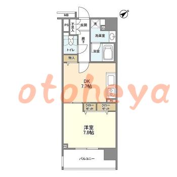 楽器可の賃貸物件 1 DK 15.4万円の図面１