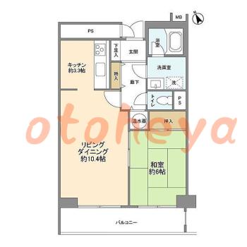 グランドピアノ可の賃貸物件 1 LDK 13.7万円の図面１