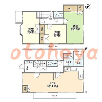 楽器可の賃貸物件 3 LDK 23万円の図面１