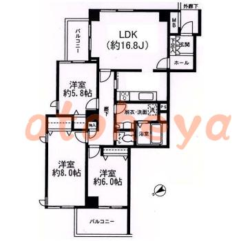 楽器可の賃貸物件 3 LDK 23.2万円の図面１