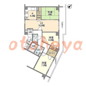 グランドピアノ可の賃貸物件 3 LDK 29.8万円の図面１