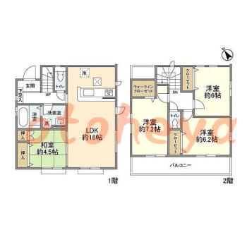 防音室のある楽器可 賃貸物件 4 LDK 13万円の図面１