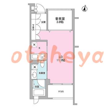 グランドピアノ可の賃貸物件 1 LDK 14.5万円の図面１