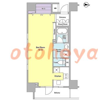 楽器可の賃貸物件 1 R 14万円の図面１