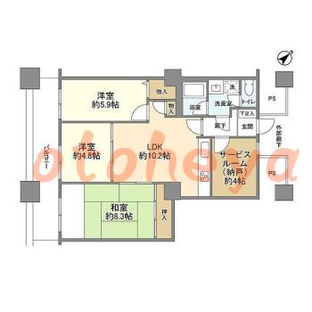 グランドピアノ可の賃貸物件 3 SLDK 27.5万円の図面１