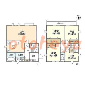 防音室のある楽器可 賃貸物件 4 LDK 17.8万円の図面１