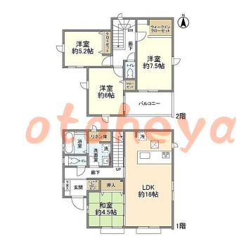 防音室のある楽器可 賃貸物件 4 LDK 17.5万円の図面１