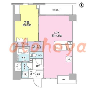 グランドピアノ可の賃貸物件 1 LDK 15.8万円の図面１