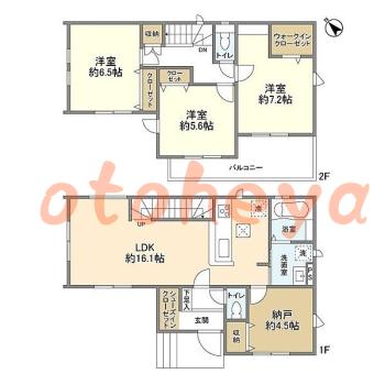 楽器可の賃貸物件 3 SLDK 16.7万円の図面１