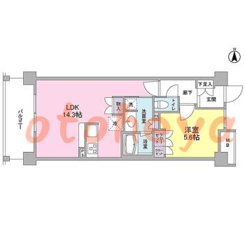 グランドピアノ可の賃貸物件 1 LDK 16.4万円の図面１