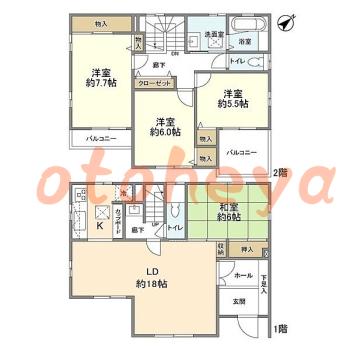 楽器可の賃貸物件 4 LDK 15万円の図面１