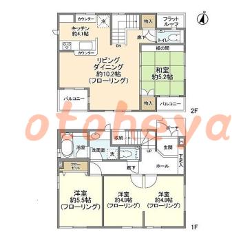 グランドピアノ可の賃貸物件 4 LDK 18.5万円の図面１