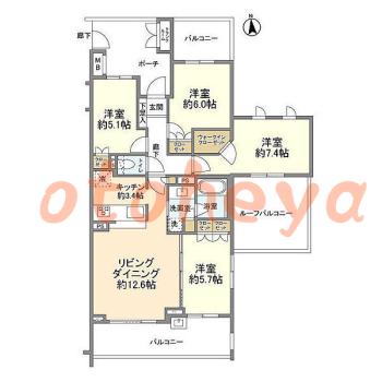 楽器可の賃貸物件 4 LDK 20.4万円の図面１