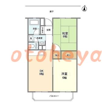 防音室のある楽器可 賃貸物件 2 DK 6.5万円の図面１