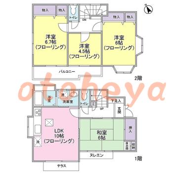 楽器可の賃貸物件 4 LDK 23.5万円の図面１