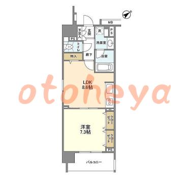 楽器可の賃貸物件 1 LDK 14.8万円の図面１