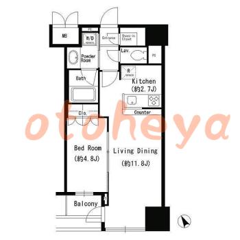 楽器可の賃貸物件 1 LDK 23.2万円の図面１