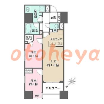 防音室のある楽器可 賃貸物件 2 LDK 35.3万円の図面１