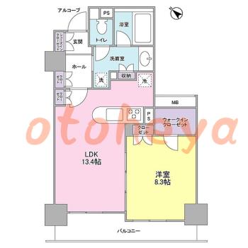 グランドピアノ可の賃貸物件 1 LDK 23.7万円の図面１