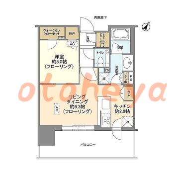 楽器可の賃貸物件 1 LDK 20.8万円の図面１