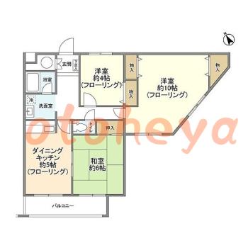 防音室のある楽器可 賃貸物件 3 K 15万円の図面１