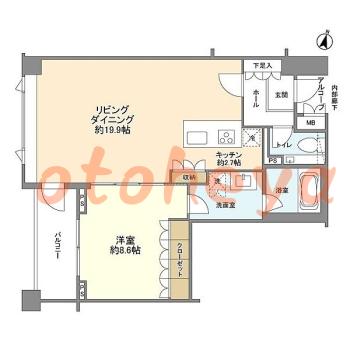 楽器可の賃貸物件 1 LDK 26万円の図面１