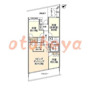防音室のある楽器可 賃貸物件 3 LDK 26万円の図面１