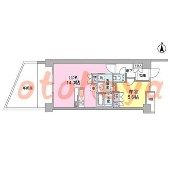 楽器可の賃貸物件 1 LDK 15.8万円の図面１