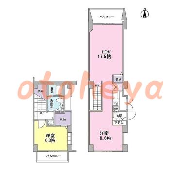 防音室のある楽器可 賃貸物件 1 LDK 27万円の図面１