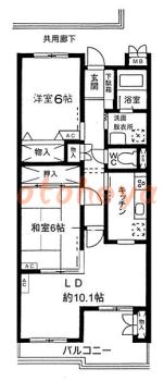 グランドピアノ可の賃貸物件 2 LDK 15万円の図面１