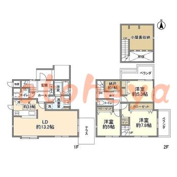 グランドピアノ可の賃貸物件 3 LDK 24万円の図面１