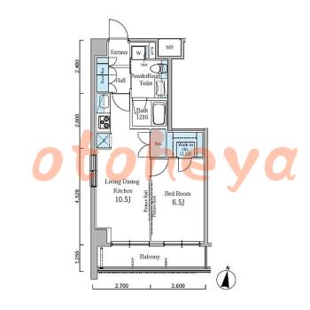 グランドピアノ可の賃貸物件 1 LDK 16万円の図面１