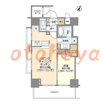 楽器可の賃貸物件 1 LDK 22万円の図面１