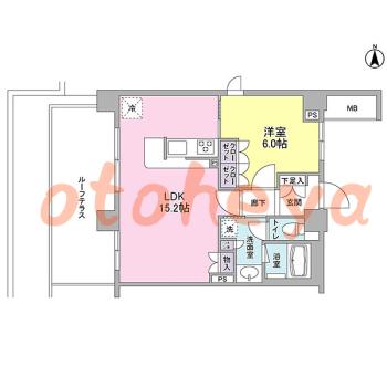 楽器可の賃貸物件 1 LDK 16万円の図面１