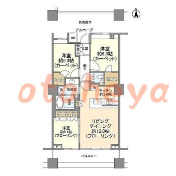 防音室のある楽器可 賃貸物件 3 LDK 25万円の図面１