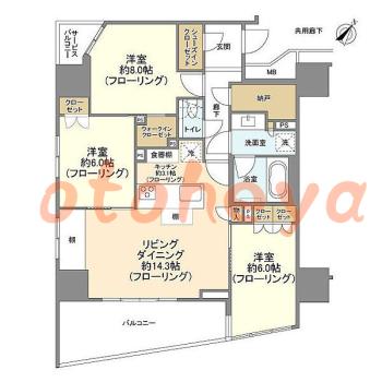 楽器可の賃貸物件 3 LDK 43万円の図面１