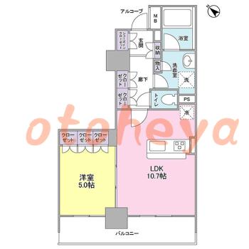 グランドピアノ可の賃貸物件 1 LDK 20.9万円の図面１