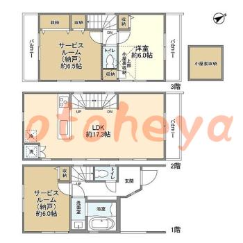 楽器可の賃貸物件 1 SLDK 17.5万円の図面１