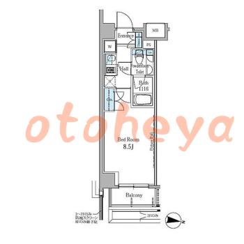 グランドピアノ可の賃貸物件 1 K 11万円の図面１