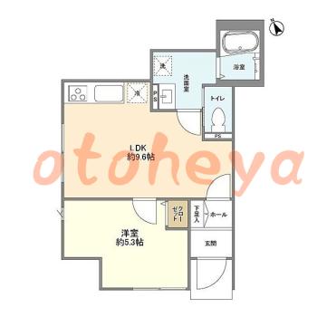 楽器可の賃貸物件 1 LDK 12万円の図面１