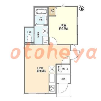 楽器可の賃貸物件 1 LDK 12万円の図面１