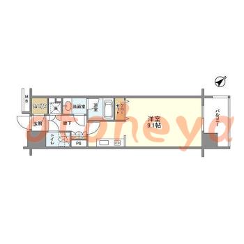 楽器可の賃貸物件 1 R 12.3万円の図面１