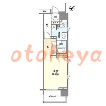 楽器可の賃貸物件 1 R 12万円の図面１