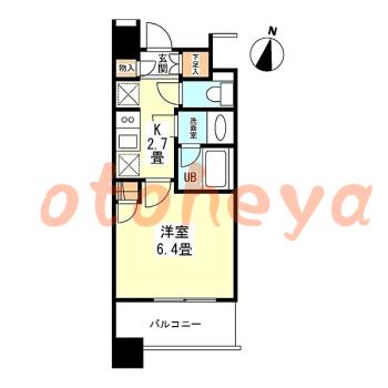 楽器可の賃貸物件 1 K 8.4万円の図面１
