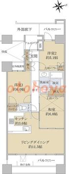楽器可の賃貸物件 3 LDK 16.5万円の図面１