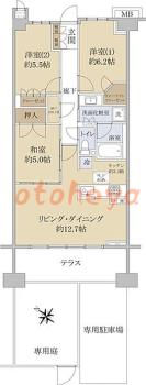 楽器可の賃貸物件 3 LDK 16万円の図面１