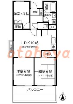 グランド楽器可の賃貸物件 3 LDK 8.1万円の図面１