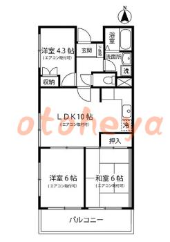 グランド楽器可の賃貸物件 3 LDK 8.1万円の図面１
