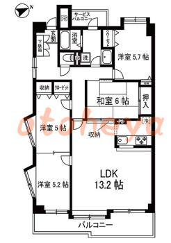 防音室のある楽器可 賃貸物件 4 LDK 12.7万円の図面１
