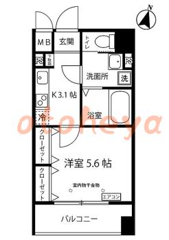 防音室のある楽器可 賃貸物件 1 K 7万円の図面１